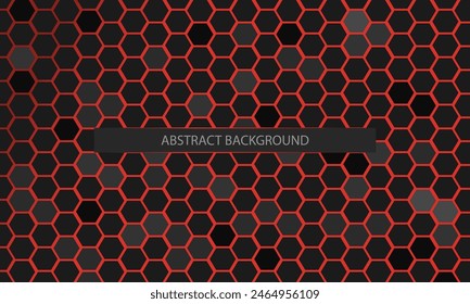 Vector technological red lights of honeycomb background