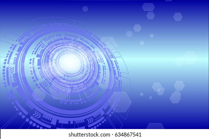 vector technology abstract background with circle and line pattern, communication and digital concept, dark blue style for text and message space for web design