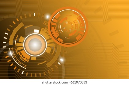 vector technology abstract background with circle and line pattern, communication and digital concept, dark orange style for text and message space for web design
