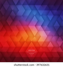 Vector technology abstract geometric background. Vector orange and blue background. Vector pattern. Vector geometric structure. Triangular vector background. Retro background. Hipster background