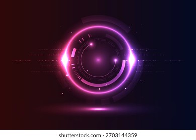Concepto de Tecnología de Vector e IA - Fondo Abstractas digital futurista con una interfaz de anillos cibernéticos brillantes y una red de datos