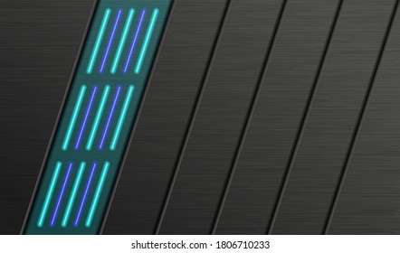 Vector technology background. Black layered background with neon highlights. Vector EPS10