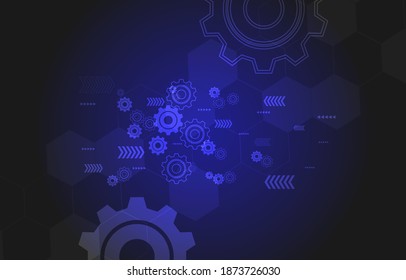 Vektortechnologie-Hintergrund mit Zahnradsymbolen patentiert Netz-Internet der Dinge Ep.2 Wallpapus-Stil