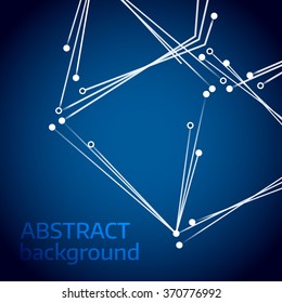 Vector technology background with lines and dots. Abstract background with lines. Cube shape and text template.