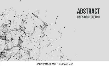 Vector technology background. Plexus effect. Abstract polygonal background with connecting dots and lines. Connection technology background.