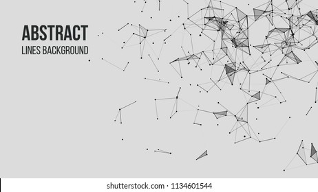 Vector technology background. Plexus effect. Abstract polygonal background with connecting dots and lines. Connection technology background.