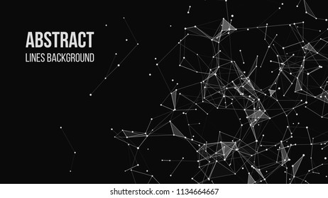 Vector technology background. Plexus effect. Abstract polygonal background with connecting dots and lines. Connection technology background.
