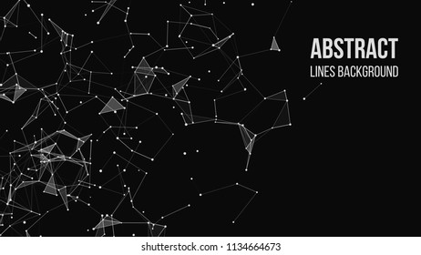 Vector technology background. Plexus effect. Abstract polygonal background with connecting dots and lines. Connection technology background.
