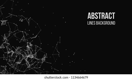 Vector technology background. Plexus effect. Abstract polygonal background with connecting dots and lines. Connection technology background.