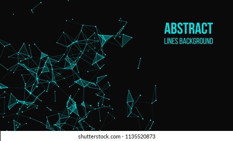 Vector technology background. Plexus effect. Abstract polygonal background with connecting dots and lines. Connection technology background.