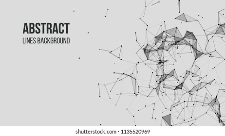 Vector technology background. Plexus effect. Abstract polygonal background with connecting dots and lines. Connection technology background.