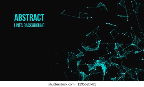Vector technology background. Plexus effect. Abstract polygonal background with connecting dots and lines. Connection technology background.