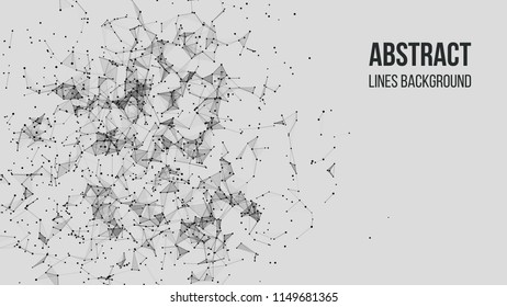 Vector technology background. Plexus effect. Abstract polygonal background with connecting dots and lines. Connection technology background.