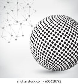 Vector technology background.Abstract halftone sphere.