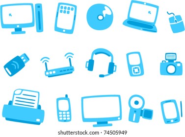 vector technology blue icon series 1 (Separate layers for easy editing)