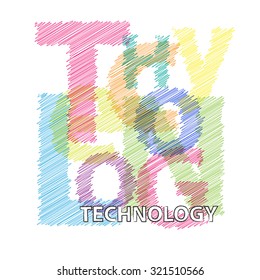 Vector technology. Broken text scrawled