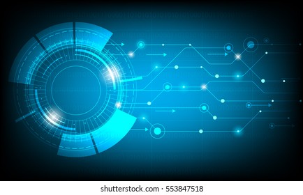 Vector Technology Circle On Blue Background.