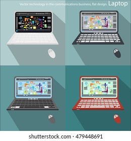 Vector technology in the communications business with Icons,  Laptop,  the flat design.