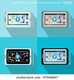 Vector technology in the communications business with  Icons, Tablet, the flat design.