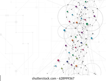 Vector technology concept. Connected Lines and dots. Network sign