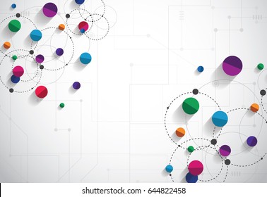 Vector technology concept. Connected Lines and dots colorful background. Network sign