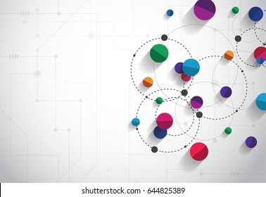 Vector technology concept. Connected Lines and dots colorful background. Network sign