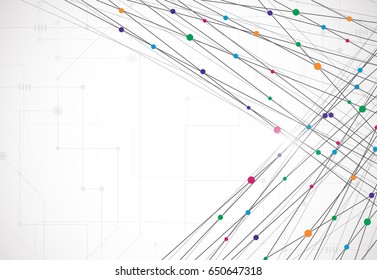 Vector technology concept. Connected Lines and dots colorful background. Network sign