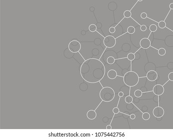 Vector technology conceptual poster with multiple lines isolated on white background. DNA change connections, gene symbols backdrop, deoxyribonucleic acid thread-like chain vector illustration