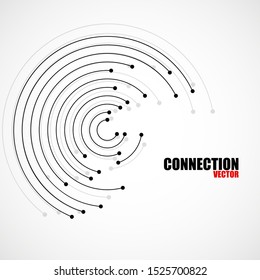 Vector technology connection logo, abstract sign of line and dots