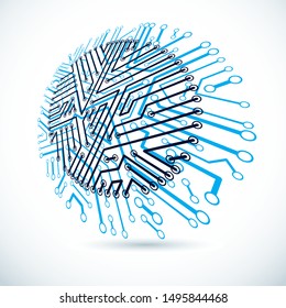 Vector technology cpu design with circular microprocessor scheme. Computer circuit board, digital element.