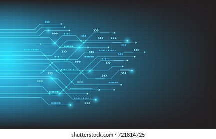 Vector technology design with various technological on blue background.