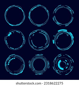 Vector technology futuristic circle element. HUD focus sci-fi circular design.