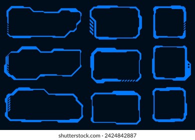 Vector technology futuristic frame element. HUD sci-fi square shape design.