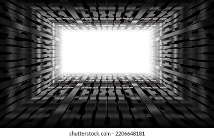 Tecnología de vectores metal futurista negro ciberespacio diseño de luz blanca ilustración de fondo moderno.