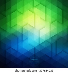 Vector technology geometric background. Vector blue and green background. Abstract vector pattern. Vector geometric structure. Triangular vector background. Retro vector background. Hipster background