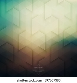 Vector technology geometric background. Vector background in retro colors. Vector pattern. Vector geometric structure. Triangular vector background. Retro vector background. Hipster background