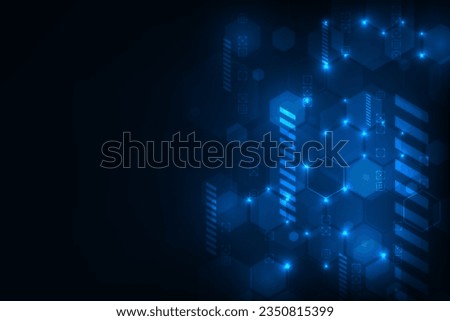 Vector technology with hexagones geometric. Hi- tech blue bacground.