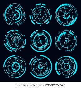 Vector technology Hi-tech element. Sci-fi HUD futuristic frame technology circle.