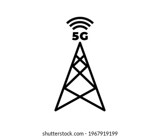 Vector technology icon network sign 5G. Illustration 5g internet symbol in flat line minimalism style.