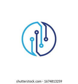 Vector technology icon. Network, tech, communication symbol. Circle technology logo. vector illustration