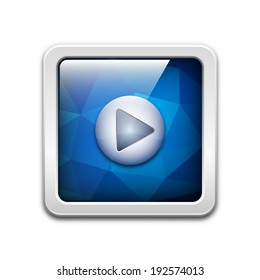 Vector technology icon with play button and abstract polygonal background