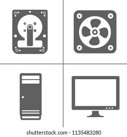 Vector technology icons set Computer, Network devices and connections