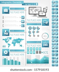 Vector technology infographic timeline. Infographic technology template for presentation design. Infographic Includes vector elements such as diagrams, charts, bars, technology icons, infographic map.