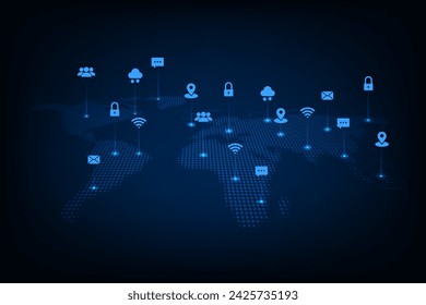 Vector technology internet of things concept. futuristic internet automation system.