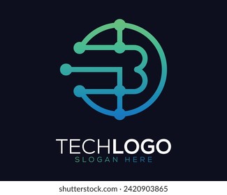 Vector Technology  Letter B Logo Design Gradient Color.