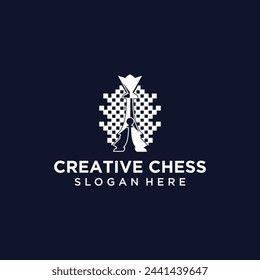 Vector technology logo chess game logic for online games, chess logo with technology concept