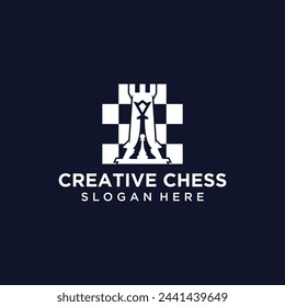 Vector technology logo chess game logic for online games, chess logo with technology concept