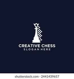 Vector technology logo chess game logic for online games, chess logo with technology concept