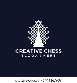 Vector technology logo chess game logic for online games, chess logo with technology concept