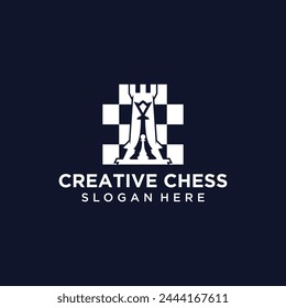 Vector technology logo chess game logic for online games, chess logo with technology concept